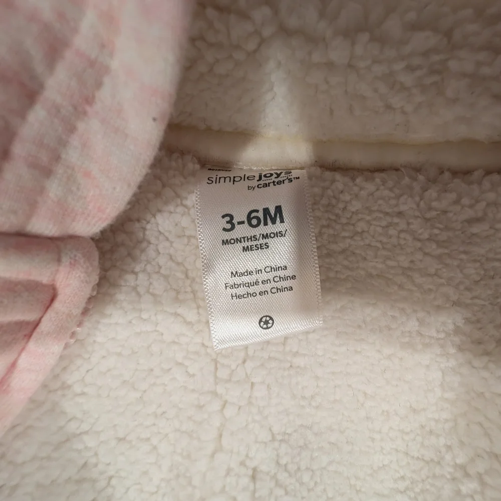 Carter's 3-6M Light Pink Kids Hoodie with Bear Ears